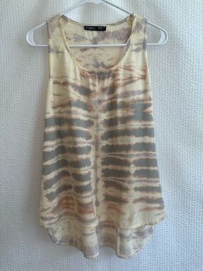 Gypsy 05 100% Silk Tie Dye Tank Top Women’s Medium Beige Brown Sleeveless Blouse